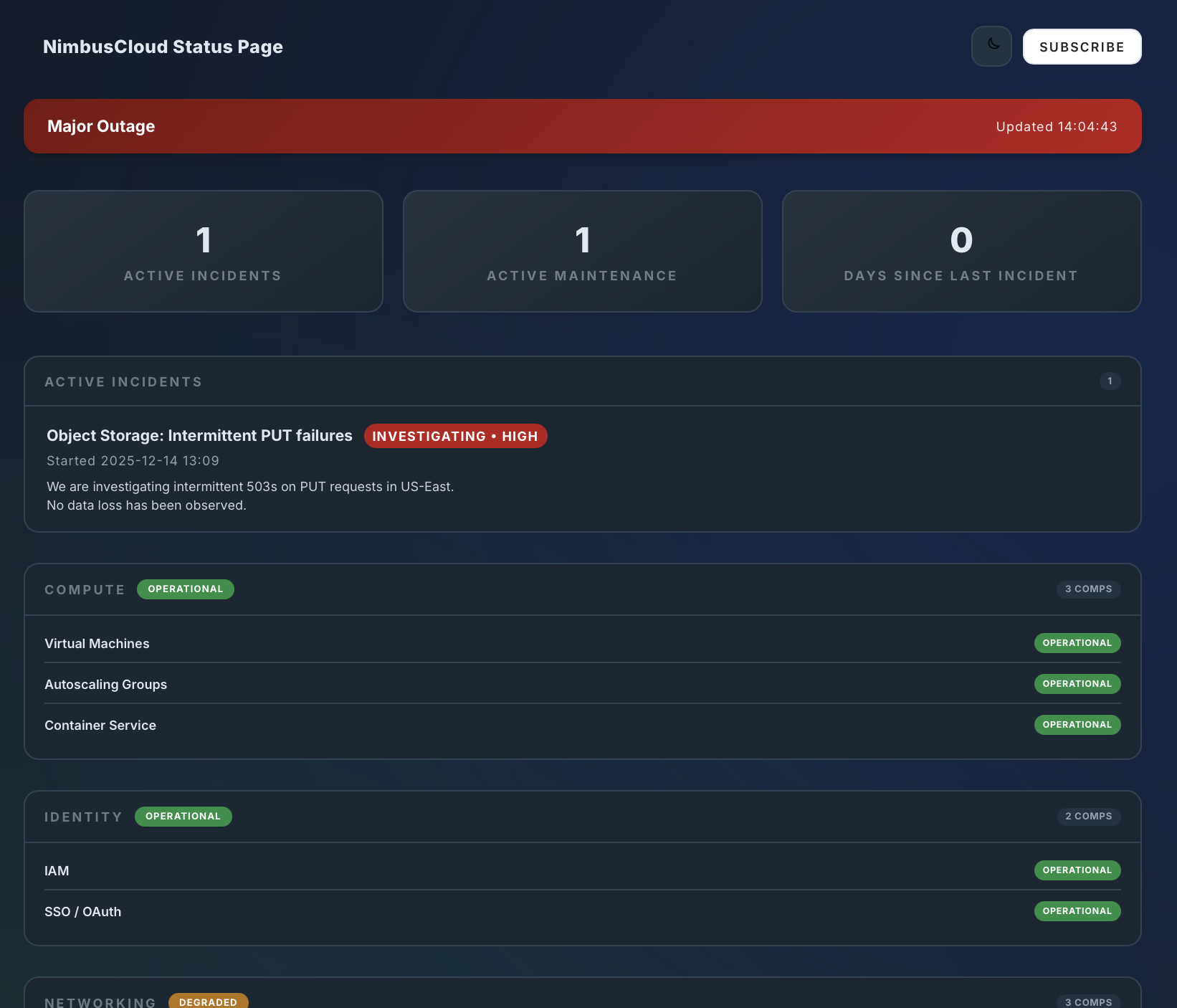 Status page preview